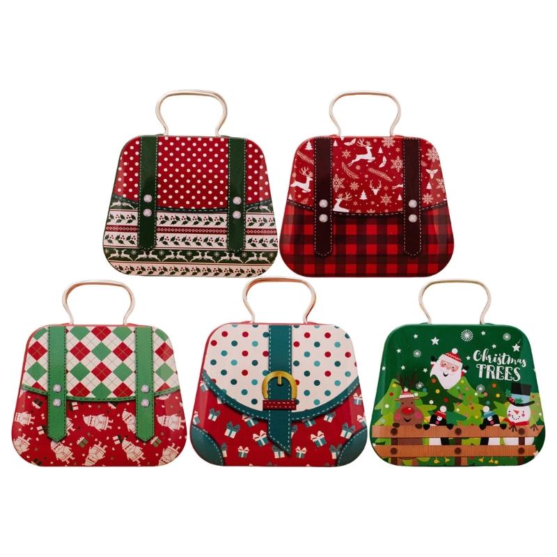 Holiday Themed Metal Carry Case Christmas Theme Tin Carry Holder for Gifts and Trinket with Convenient Handle