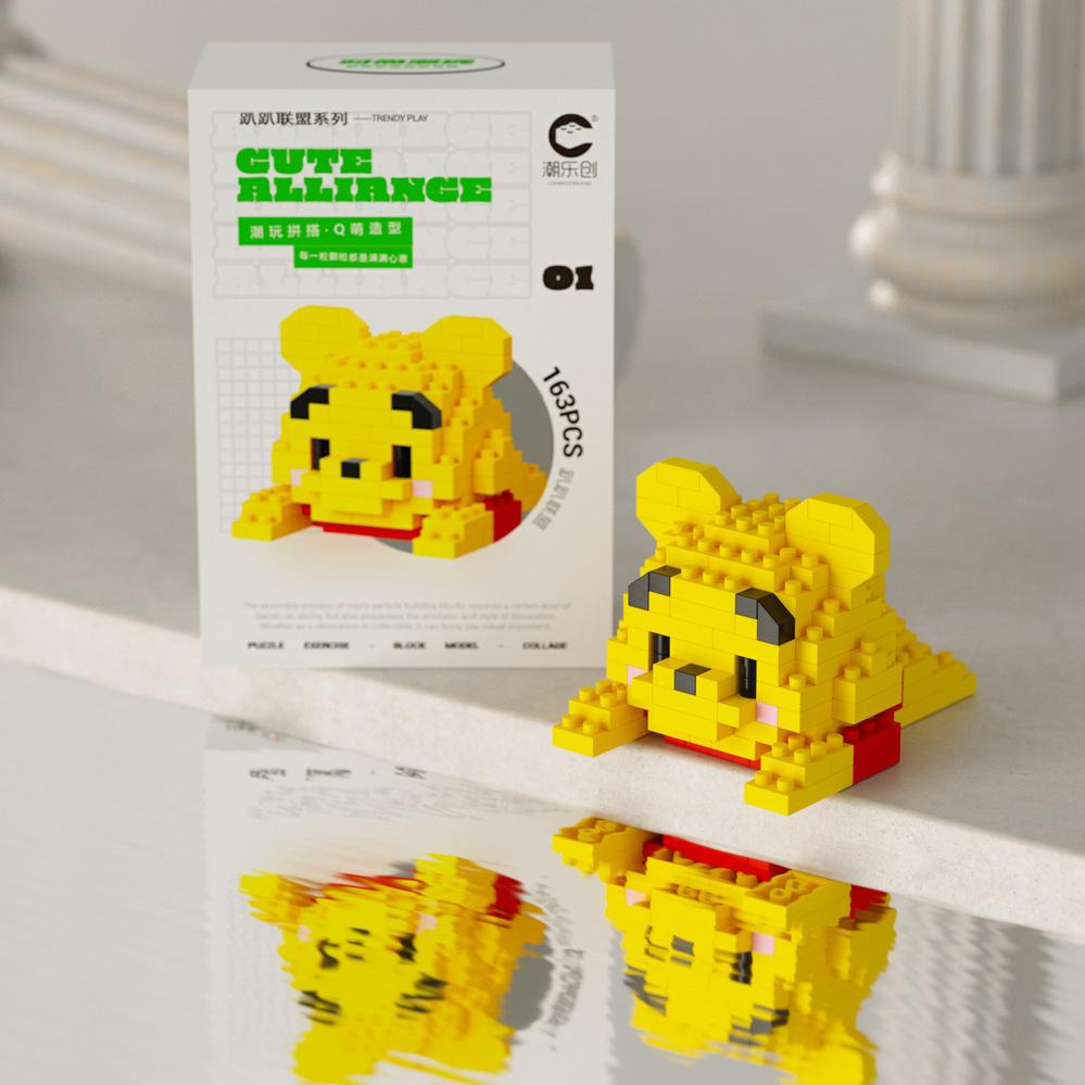 Süßer Mini auf der Vorderseite liegend Disney Mickey Bausteine Batman Kleiner Panda Stein 3D Süße Kuromi Sanrio Modell Spielzeug Für Kinder Geschenk