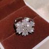 New Style  Silver Women's Jewelry Set AAAA Zircon Flower Shape Shiny Earrings Necklace Ring Bridal Set