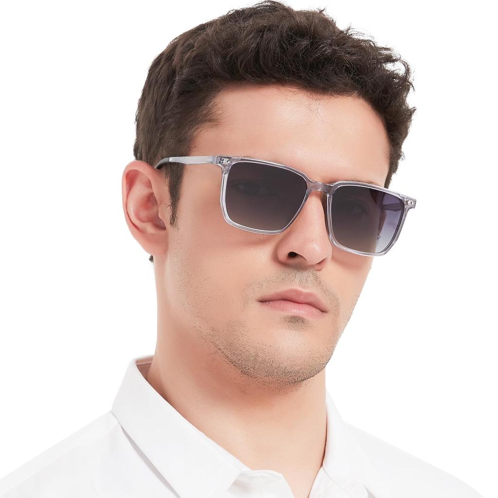 OCCI CHIARI Purple Square Glasses for Men with Blue Light Blocking and Detachable Magnetic Polarized Lenses for Outdoor and Driving Reading, Work,