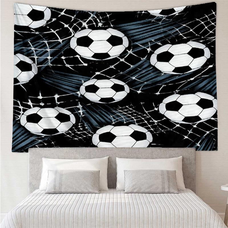 Soccer Print Tapestry, Backdrop, Easy Setup, Ideal for Bedroom, Office & Living Room, with Aesthetic Wall Hanging Decor.