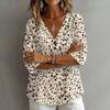Women’s V Neck Vintage Floral Print Loose Fit Short Sleeve T Shirt with Button Lightweight Linen Top