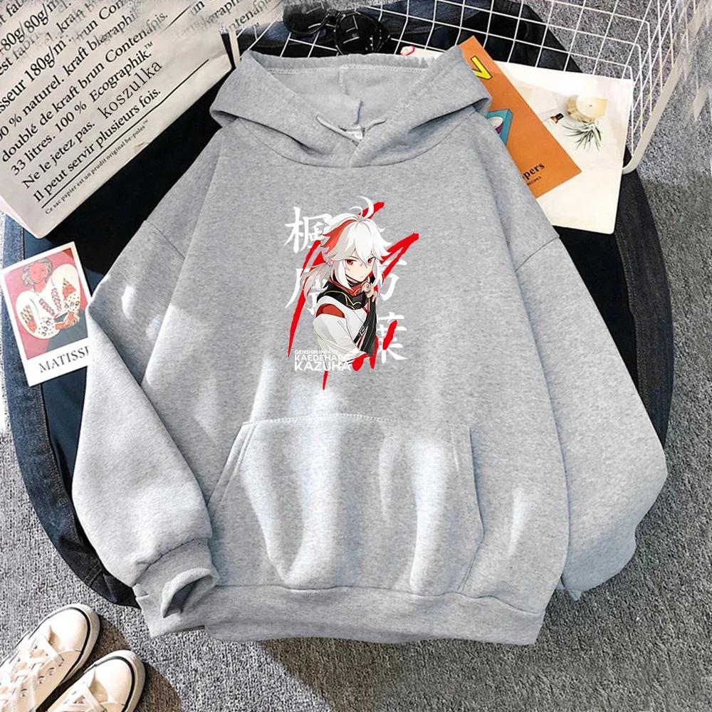 Anime Genshin Impact Kaedehara Kazuha Hoodie Women Funny Kawaii Graphic Hoodies Woman Harajuku Hooded Sweatshirts Graphic Y2K