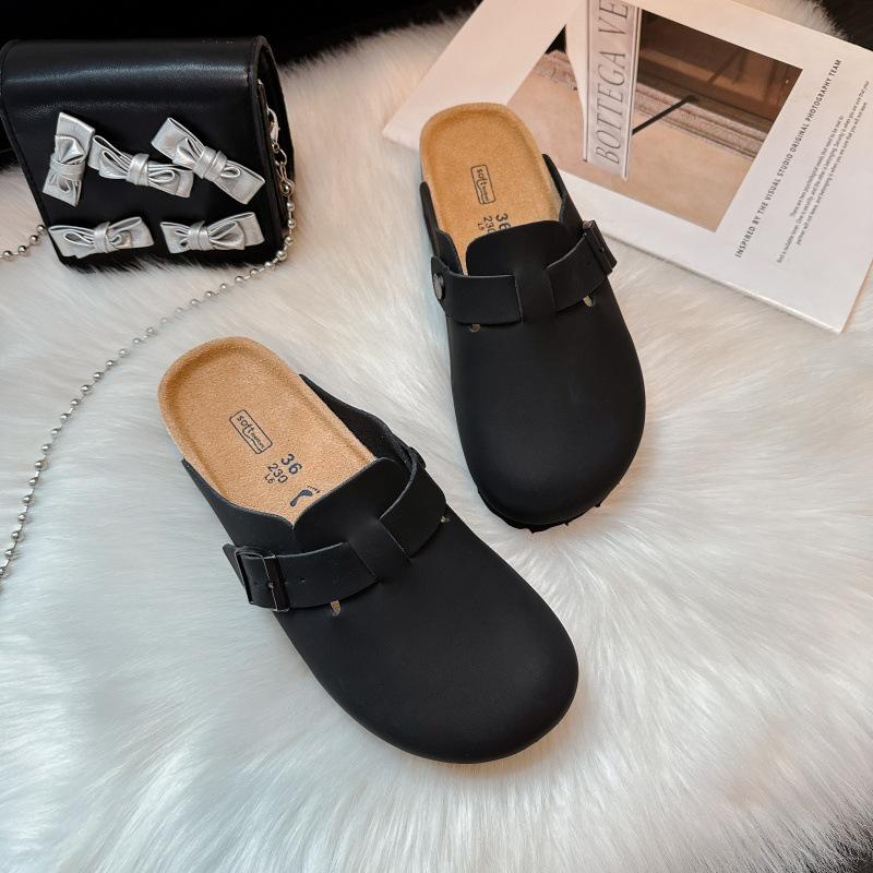 Birkenstock Women's Genuine Leather Closed Toe Summer Slip-On Slippers, 2025 New Thick Soft Sole