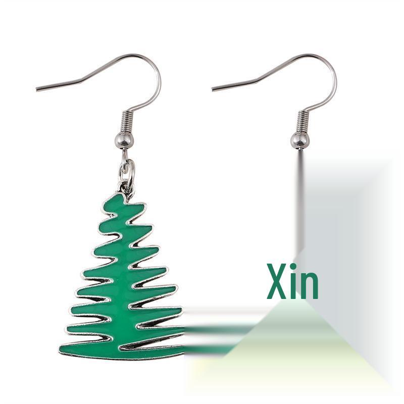 

Retro Minimalist Christmas Tree Pendant Earrings – European & American Design