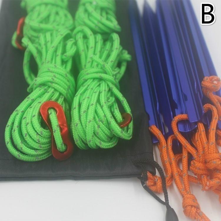 

Portable 4*4meters Tent Ropes and 10pcs Ground Nails Set for Camping Tent B