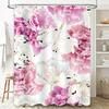 Pink White Floral Shower Curtain Waterproof Bathroom Decor Home Accessories Pink Floral Print Shower Curtain Liner Water Repelle