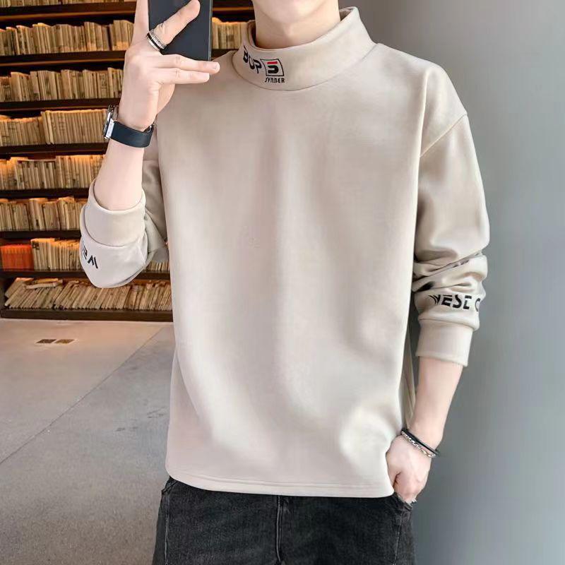 Pánská zimní mikina s polovičním rolákem a plus sametem - Hřejivá, volného střihu, trendy s dlouhým rukávem pro teenagery