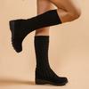 Fashion Stretch Boots Women's Autumn New Round Toe Knit Breathable Sleeve Non-Slip Wear-Resistant Wedge Flat Tall Socks Boots