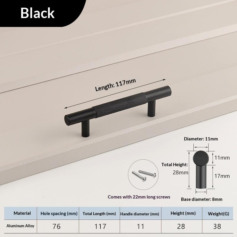 Nordic Wardrobe Handles–Gold Copper & Black Drawer Knobs Extended American-Style Aluminum Alloy Cabinet Pulls Furniture Hardware