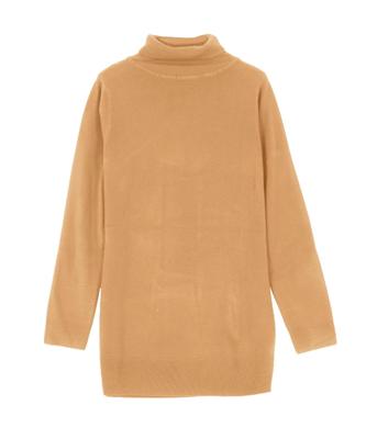 Kobe Lettuce Waschbarer Strickpullover für Basic Strick Einfache Lange Freie Größe Rollkragen Tunika in Staubigem Orange Kaschmir-Touch Damen, Herbst/Winter, Oberteil,