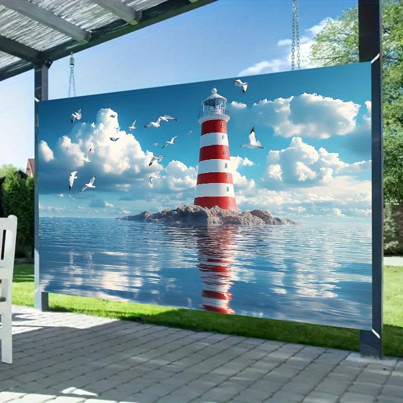 1 piece, 2D flat banner featuring a lighthouse and seagull background, suitable for decorating various occasions, wsj