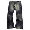 Y2K Washed Distressed Denim Jeans Men Women Loose Fit Flared Leg Streetwear Hip Hop Style