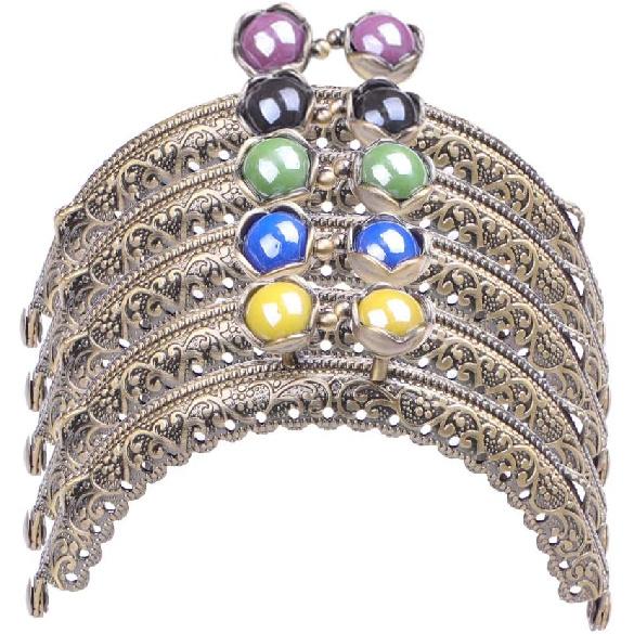 

Bagparts Metal Frame Purse Coin Bag Kiss Clasp Lock DIY Craft Assorted Lotus Bead 10PCS 8.8X6CM