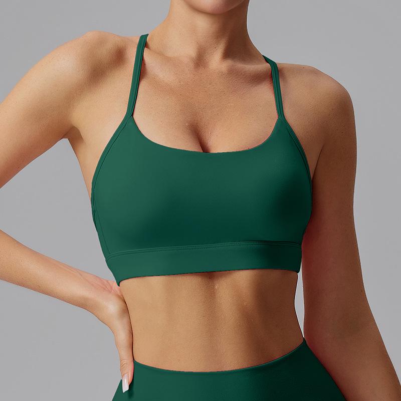 Spaghetti Strap Shockproof Sports Bra – Women's Thin, Supportive Yoga Camisole with Nude Feel