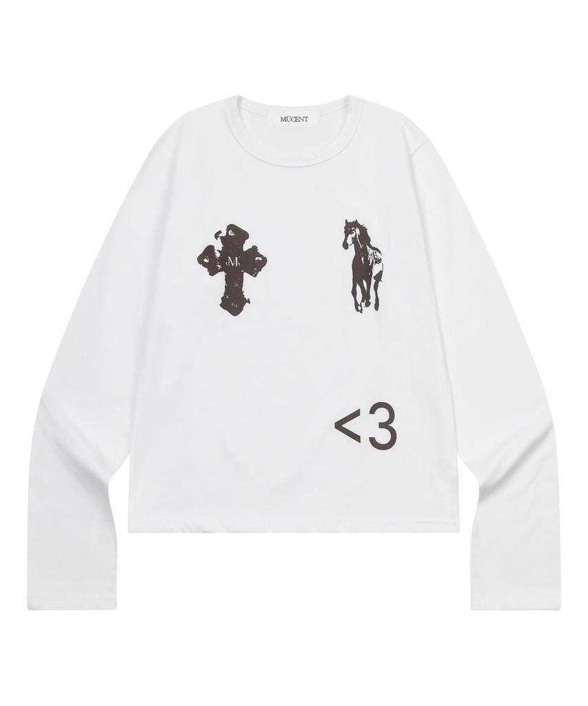 MUCENT Antique Cross Pony Long Sleeve Tee (2 Colors)