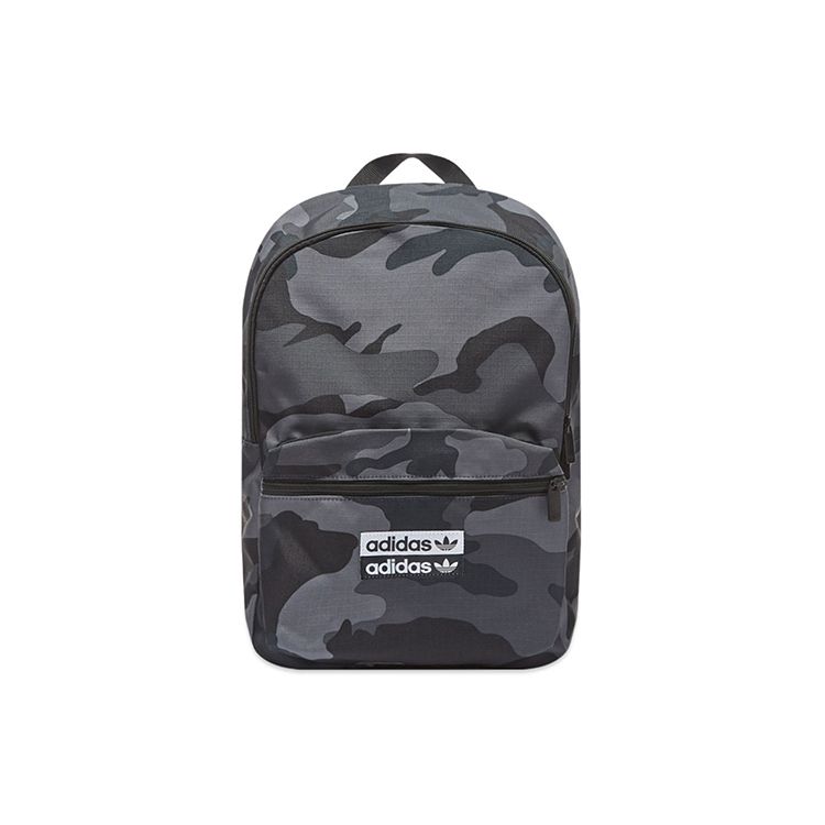 Adidas Originals Trefoil Logo Camouflage Print Large Capacity Polyester Backpack Unisex Backpack Gray ED8654 Gray
