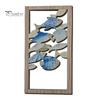 Three Dimensional Fish Relief Decorative Sign, Wooden Hollow Ocean Themed Wall Art, with Adhesive Rustic Plaques Tape No Drill for Living Room Bedroom