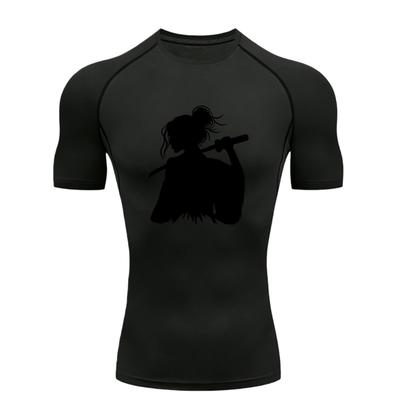 Samurai with Katana Men Sports T-Shirt Training Jogging Running Workout Compression Shirt Rashgard Tops Tee Short Sleeve T-Shirt