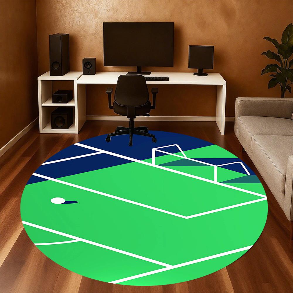 1pc Golf Course Pattern Office Round Rugs, Under Chair Round Rugs for Living Room, Bedroom, Bathroom Decoration Carpet 091872