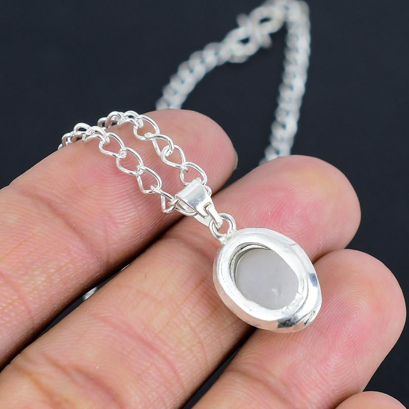 Rainbow Moonstone S Lock Chain Pendant HandCrafted Fine Polished 925 Sterling Silver Pendant with Morden Design Gift for Wedding Bridal