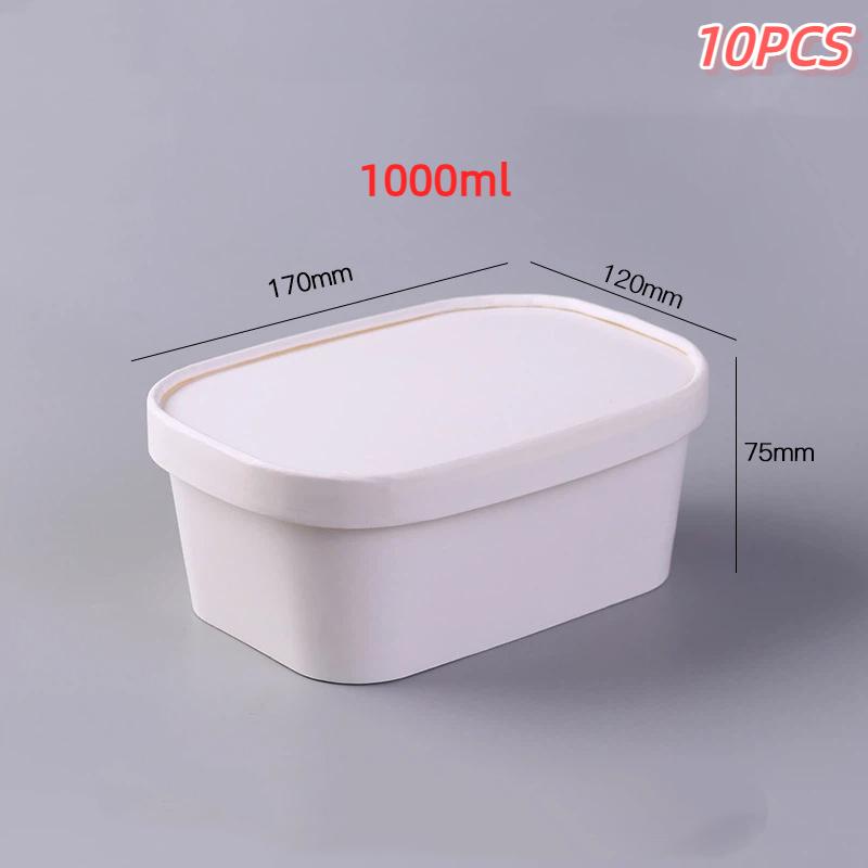 10Pcs Square Disposable Lunch Box Paper Food Container Kraft Paper Lunch Box Leak Proof With Lid Food Packing Box