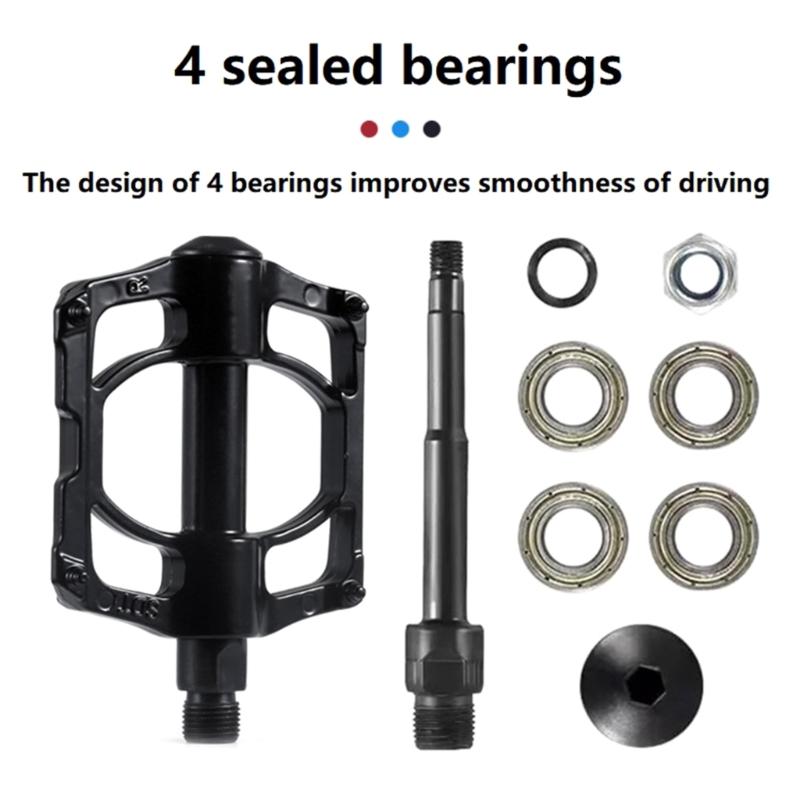 Aluminum Alloy Mountain Bicycles Pedals 4 Seal Bearings Nonslip Bicycles Pedals Wide Flat Cycling Pedals Enduring