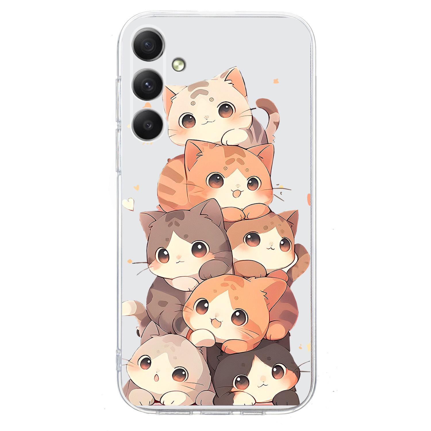 

For Samsung Galaxy A55 5G Case Pattern Printing Shockproof Soft TPU Phone Cover Multiple Kittens