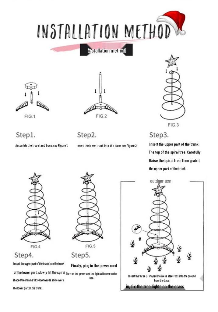 1.8m Tungsten Wire Spiral Christmas Tree Lights, Simple Ins Style, Festive Glow