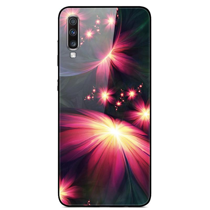 For Samsung A70 Case Cute Pattern Tempered Glass Back Hard Cover Case For Samsung Galaxy A70 Phone Cases Coque A70S A 70 Fundas