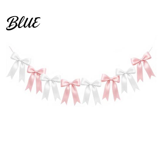 Valentine Day Backdrop Hanging Bunting Bow Pre-Strung Garland Decor 6.7FT Satin Ribbon Banner Decorations Photo Props for Birthday Baby