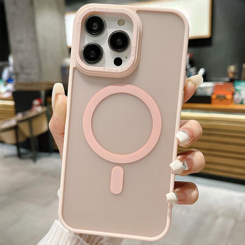 Magnetic Semi-Transparent Matte Phone Case for iPhone 16 Pro Max/15/14 Pro/13/12/11