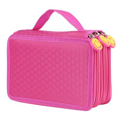52 Slots Large Capacity Pencil Bag Pen Case Drawing Painting Storage Pouch (Pink)