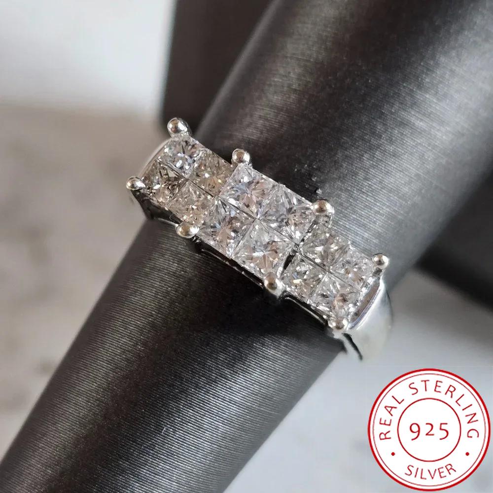 

New Design Shiny Square Zircon Ring for Women, 925 Silver Plated Fashion Jewelry, Ideal Anniversary Gift & Daily Wear 6