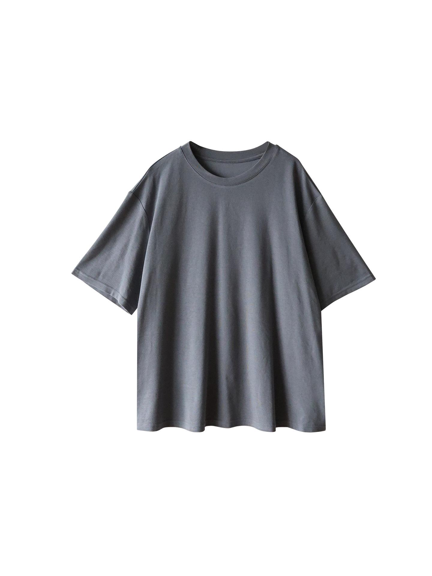 

Plus Size Textured Round Neck Casual T-Shirt - Loose Fit, Short Sleeve, Multiple Colors 2XL (Approx. 70-85 kg) сірий колір/синій