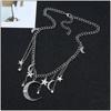 Star Moon Tassel Pendant Necklace - Inlaid Diamond Choker Clavicle Chain