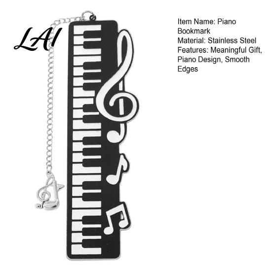 Unique Bookmark With Charm Piano Bookmark Stainless Steel Music Note Page Marker Musical Decorative Book Accessory for Lovers Black White