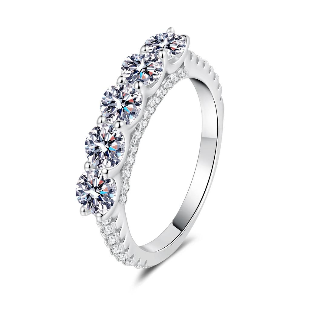 Yin Baichuan S925 Sterling Silver Women's Moissanite Princess Ring - 1 Carat