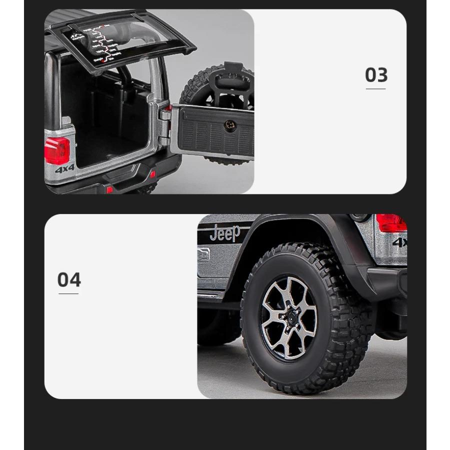 1/22 Jeeps Wrangler Rubicon Alloy Diecasts & Toy Vehicles Metal Toy Car Model Sound and Light Pull Back Collection Kids Toy Gift