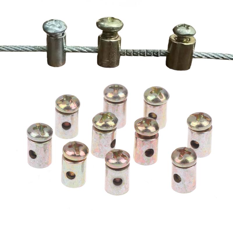 10/30/50Pcs Motorcycle Brake Clutch Choke Cable Repair Kart Bike Mower Parts Throttle Cable Nipple Screw Metal Stopper