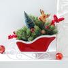 Ceramic Sleigh Flowerpot Decorative Christmas Decoration Entryway Key Holder Tray For Mantels Holiday Table Centerpieces
