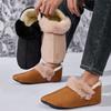 Warm Fur-covered Cotton Slippers with Velvet and Non-slip Home Cotton Shoes for Women In Winter with Thin Soles and Indoor Short Boots