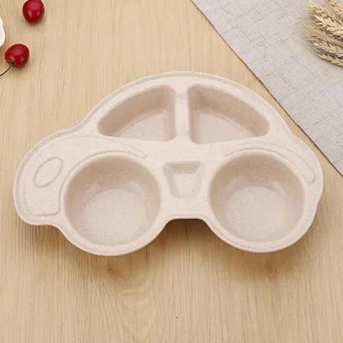 

Cartoon Car Shape Environmentally Separated Child Food Plates, Toddler Infant Baby Dishes, Kids Dinnerware Tableware Tray бежевый
