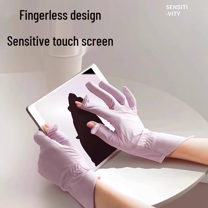 Women's Ice Silk UV Protection Driving Gloves: Non-Slip, Touchscreen, Thin, Perfect for Summer Cycling & Riding