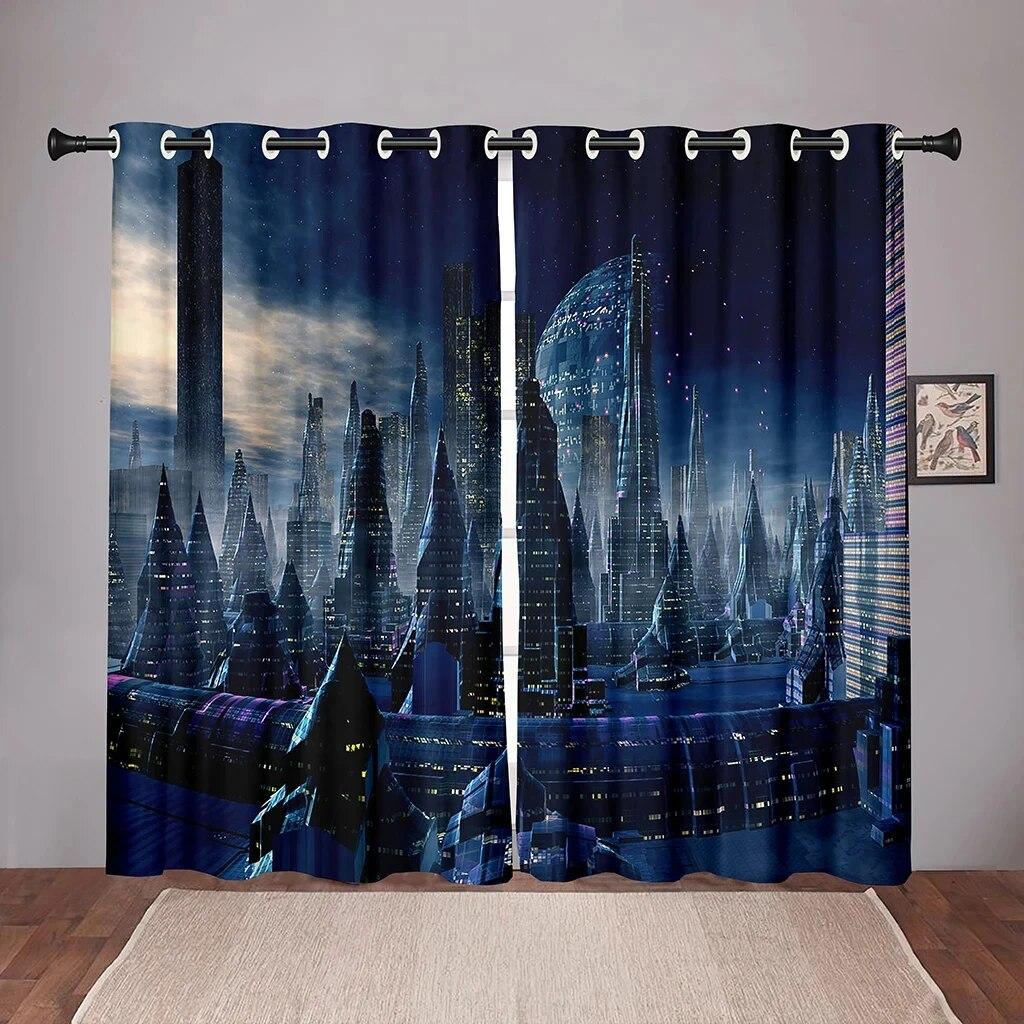 Future Cyberpunk City Sky On Sale Blackout Window Curtain For Bedroom Living Room Bathroom Kicthen Door High Shading New Pattern