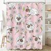 Pink Sheep Flower Shower Curtain Bathroom Decoration for Kids' Room or Kitchen
