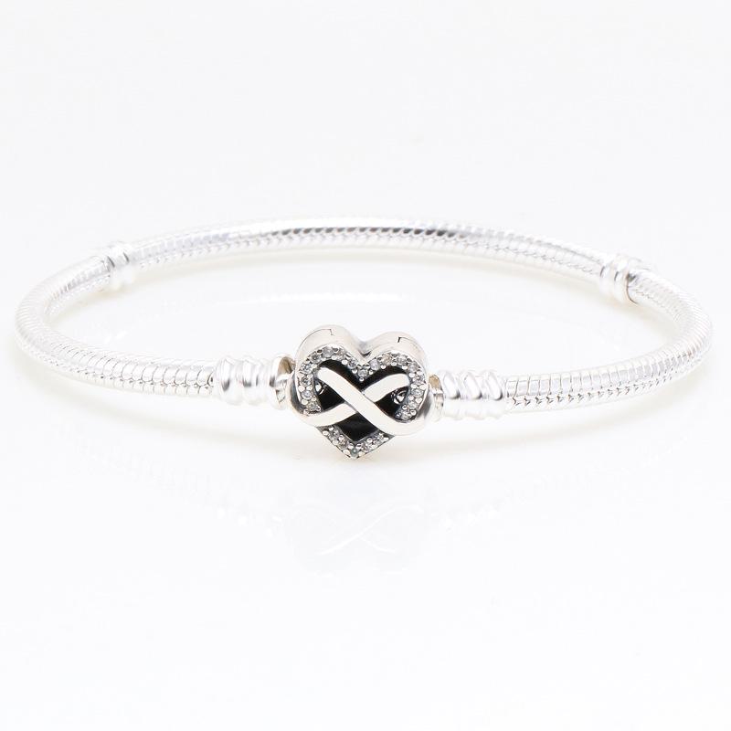 Silver Plated Heart Clasp Snake Chain Bracelet - Elegant Gift for Women