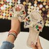Fashion Female Shoes on Sale 2024 Open Toe Women's Slippers Summer Bow Rhinestones Solft Sole Casual Comfortable Flat Plus Size Slippers