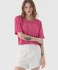 PIANER See-Through Punched Boucle Short Sleeve Knit (Pink)