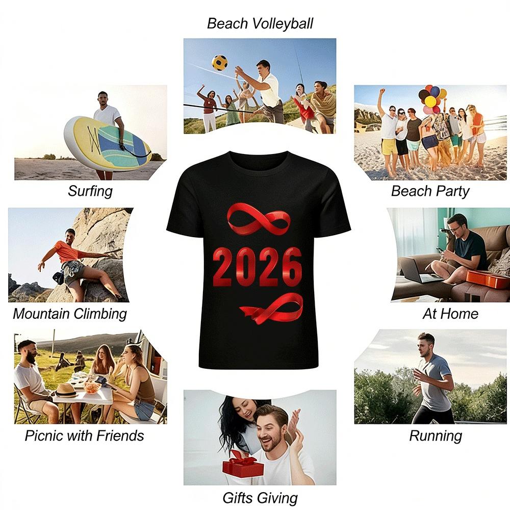 2026 Red Ribbon Themed Public Welfare Casual Short Sleeve T-Shirt Pure cotton T-shirt